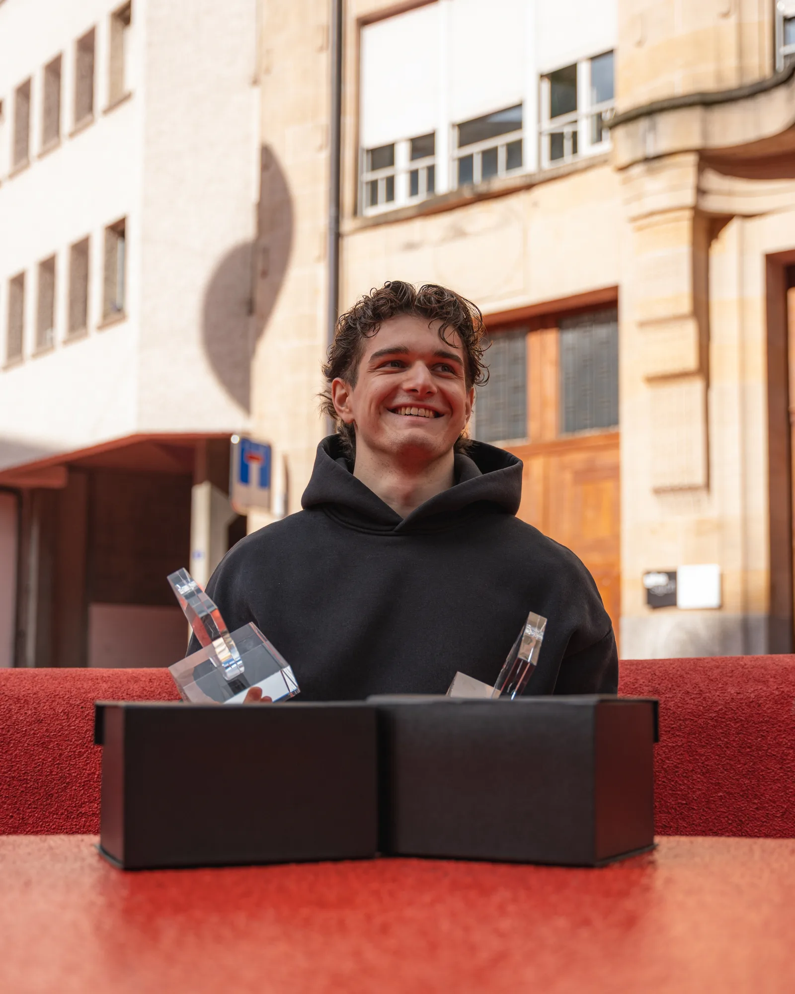 Sevan with awards at presentation