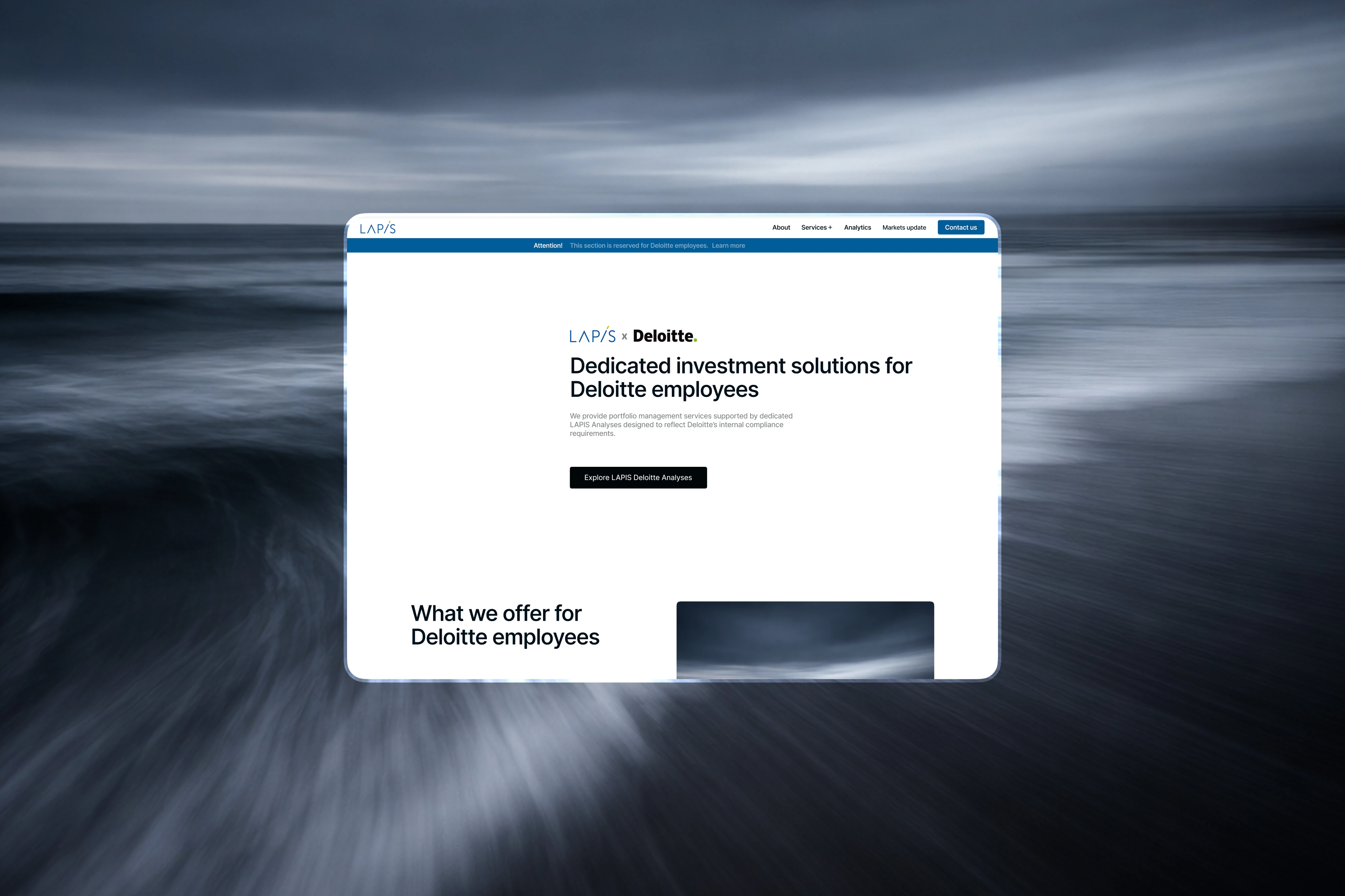 Lapis — analytics and fund dashboard on laptop in a quiet workspace