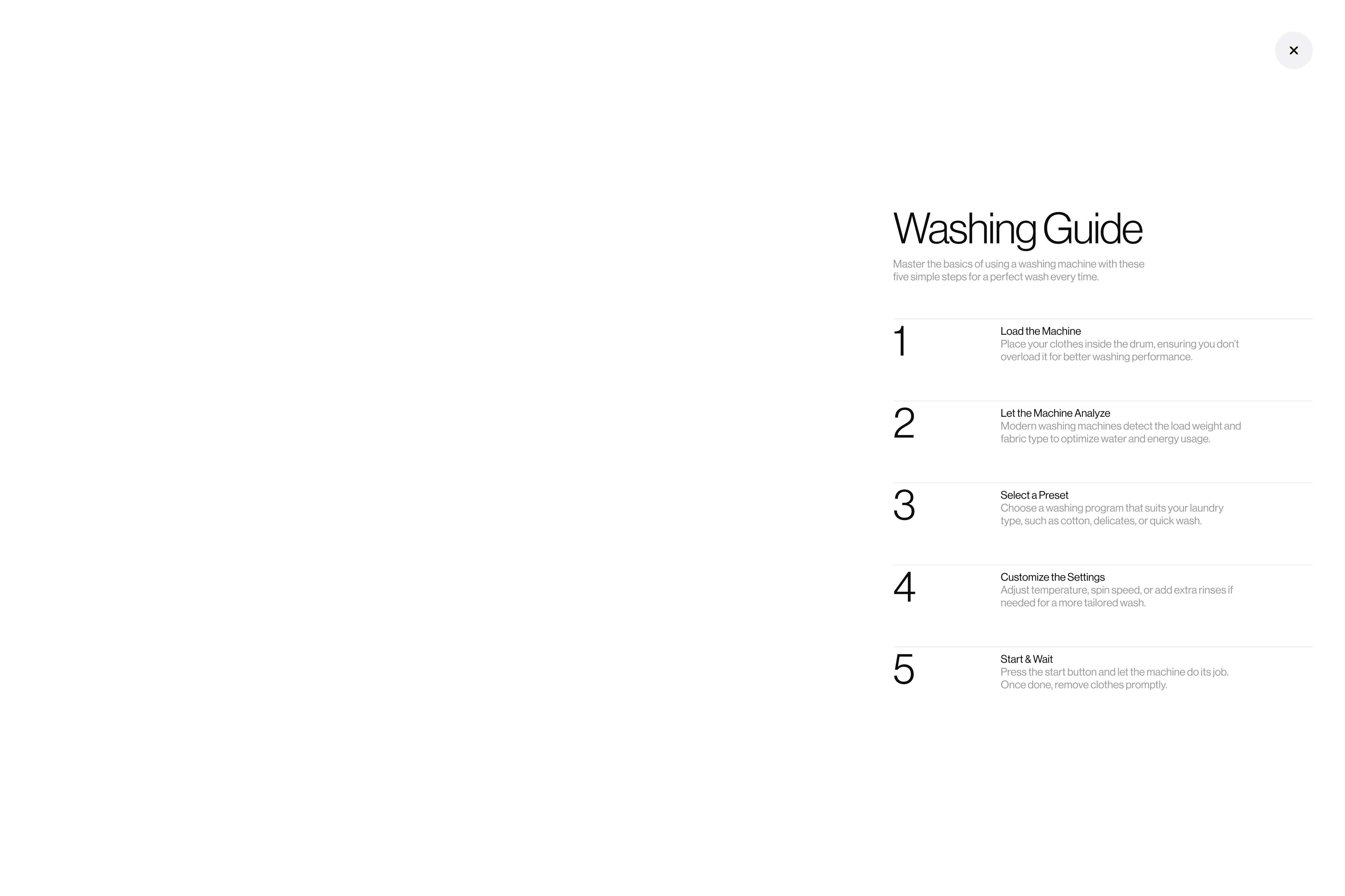 Laundry OS — full-width moment across panels and hierarchy