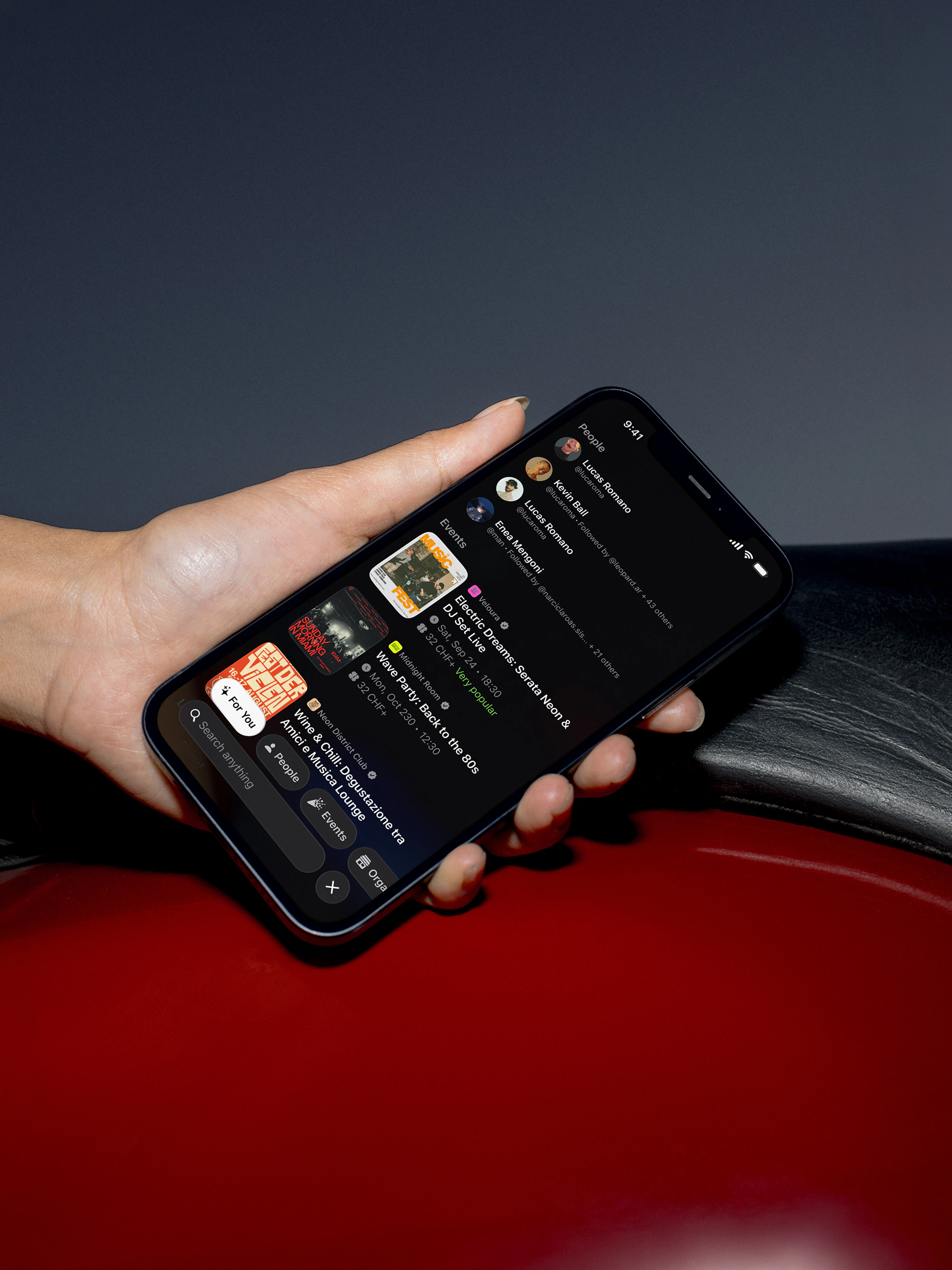 OutZone — mobile product UI and social flows
